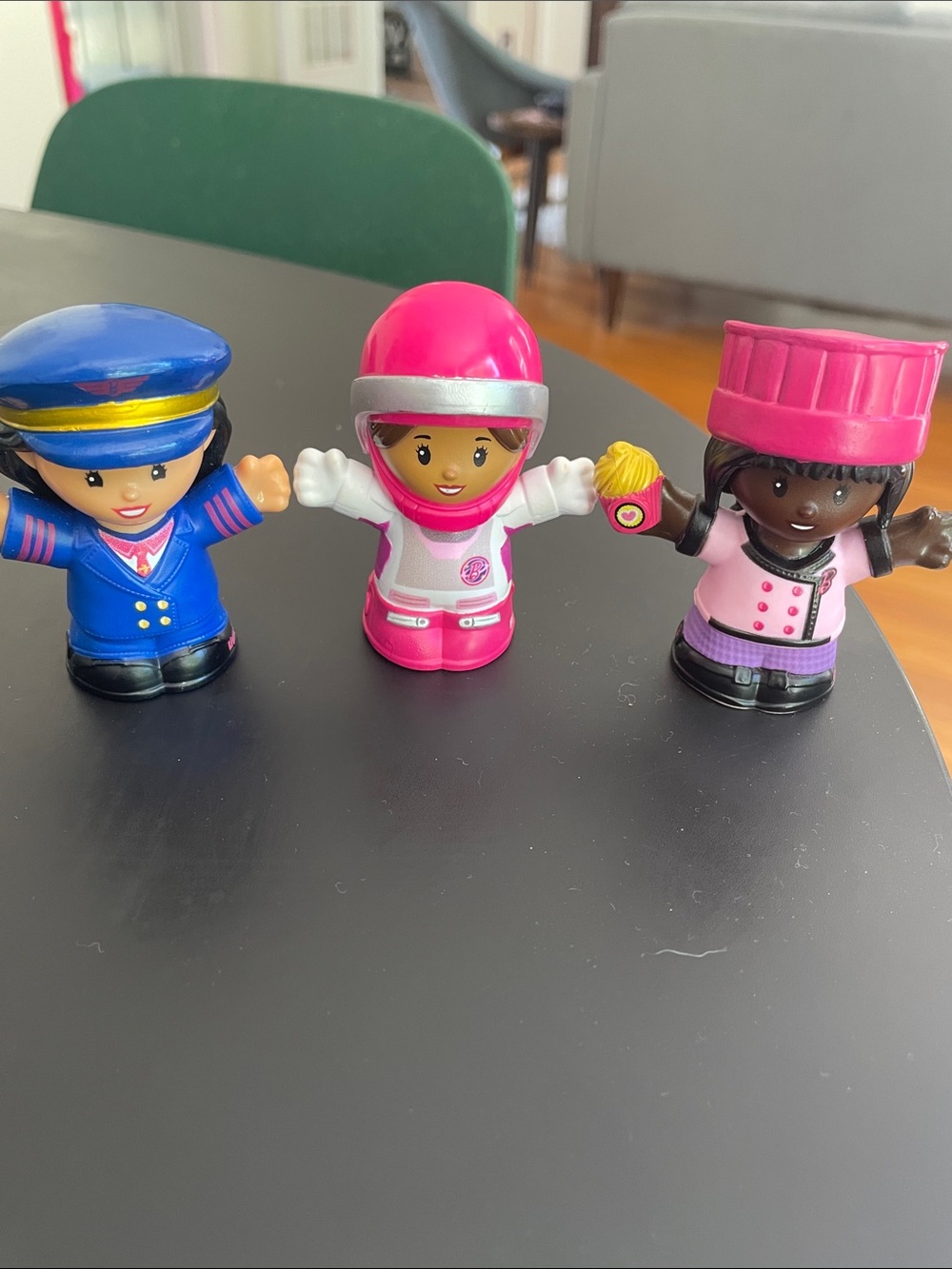 Barbie Little People Trio: Pink Astronaut, Blue Pilot & Pink Chef Figures